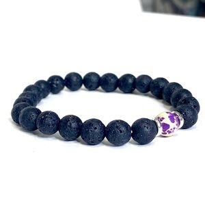 Boutique tie dye purple stone lavender genuine NWOT LAVA BEAD BRACELET💜